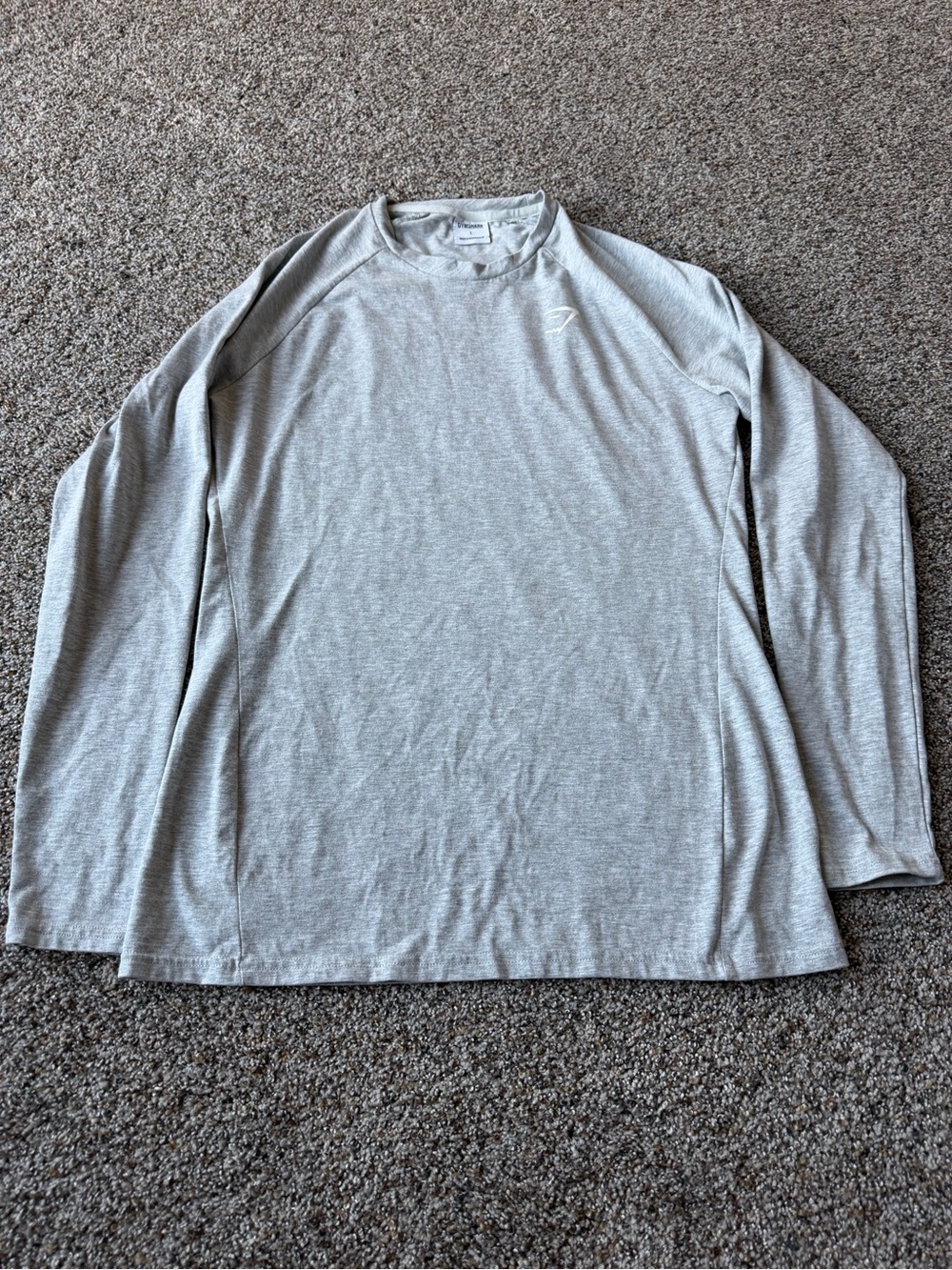 Gymshark Men's Long Sleeve Training Shirt Light Grey Marl Size Large